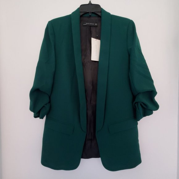 zara ruched sleeve blazer